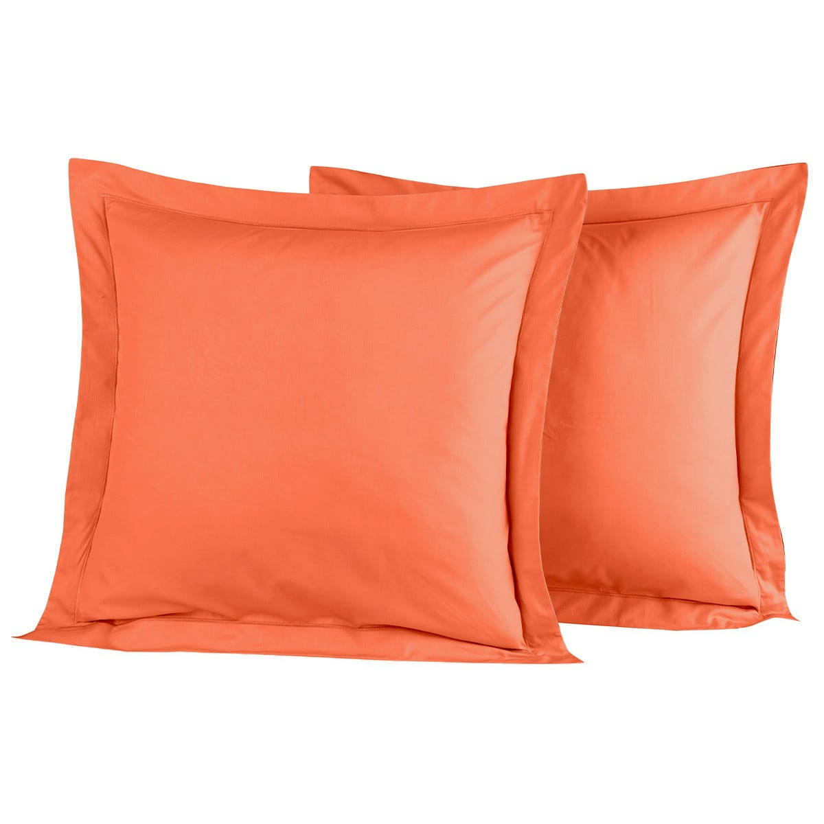 SOFT PERCALE - Lot de 2 taies d'oreiller en percale de coton corail 65x65 cm