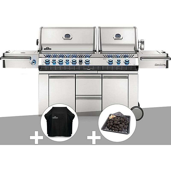 Barbecue à gaz Prestige Pro 825   Housse de protection   Plateau charbon - Napoleon