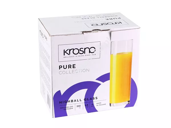 Kpl. szklanek wysoka do soku 200 ml (6 szt) Krosno - Pure (Simple) 44.2505-0200