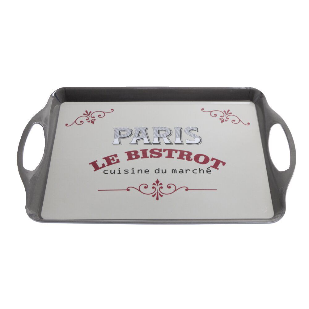 Plateau rectangulaire Paris le bistrot avec poignées