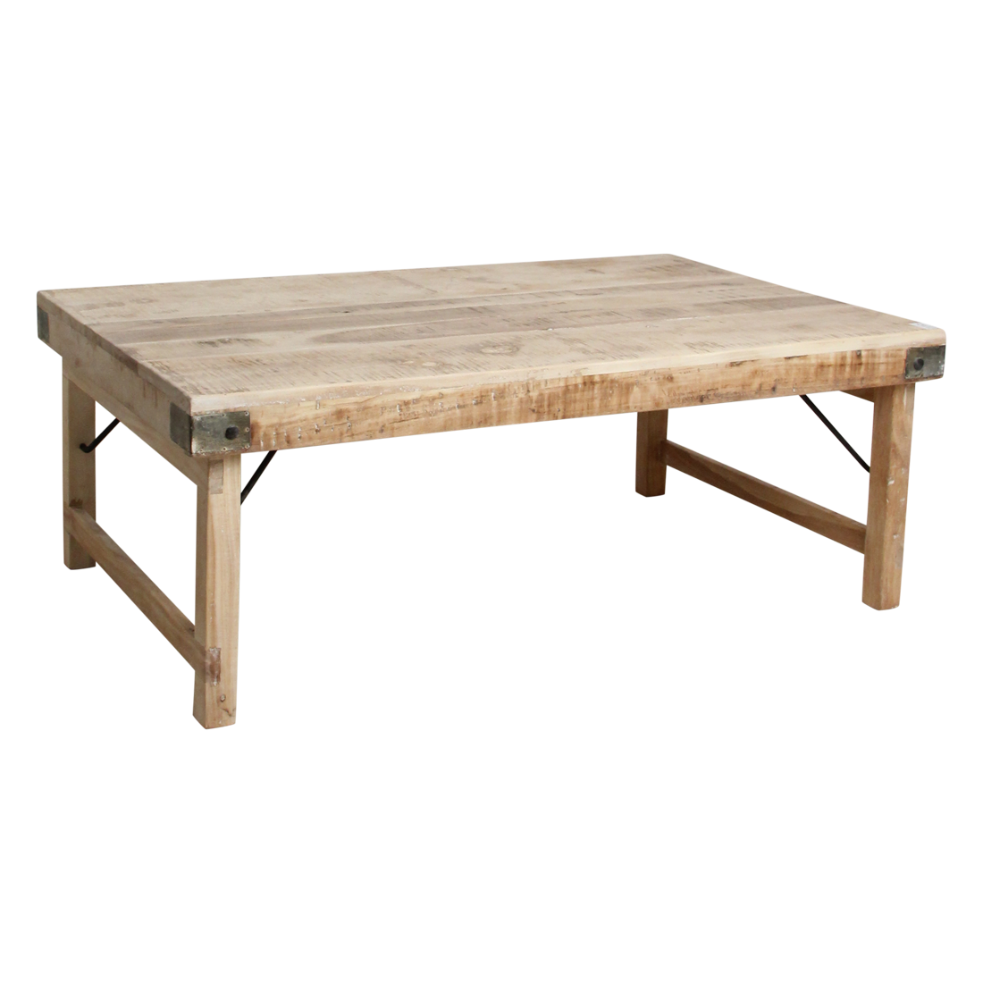 Raw Materials salontafel Limewash - inklapbaar - FSC gerecycled hout - 120x75x45 cm
