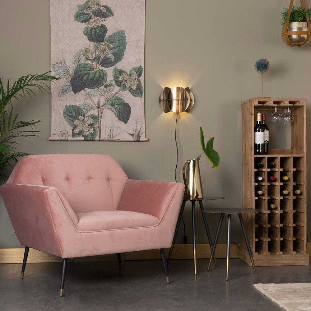 KATE - Fauteuil lounge velours rose