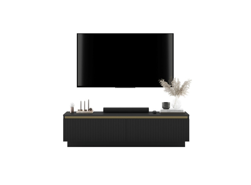 Szafka RTV Nowczesna Komoda Glamour Czarny MAT 140 cm