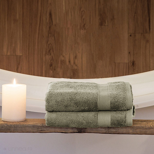 Drap de douche coton 550g/m2 70x130 cm NAÏA vert Romarin