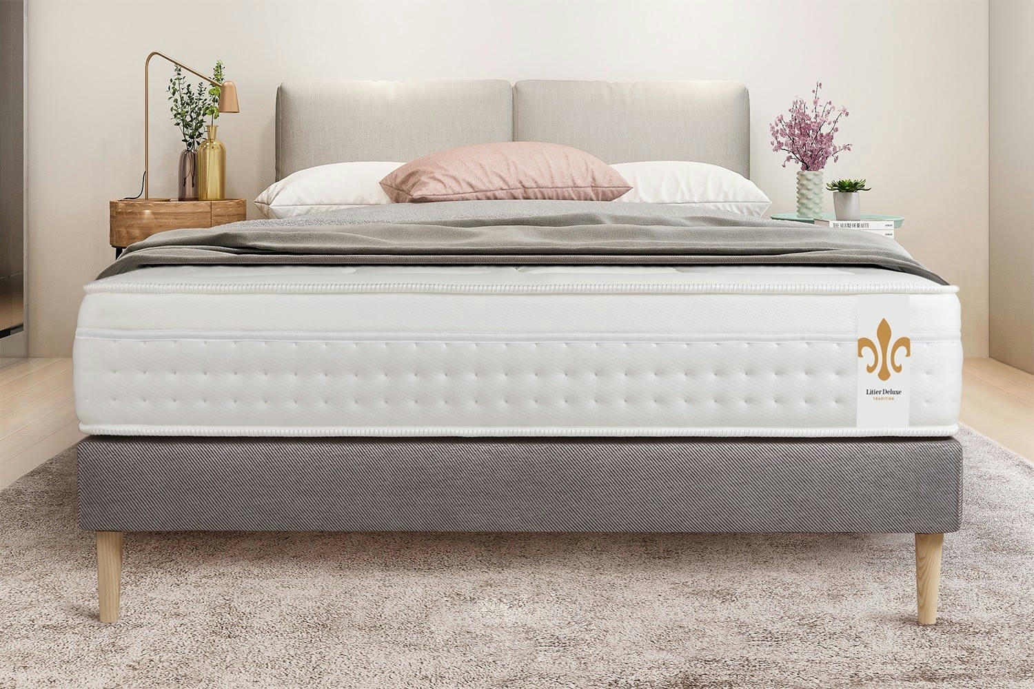 - Pack matelas sommier kit 200x200 oreiller couette