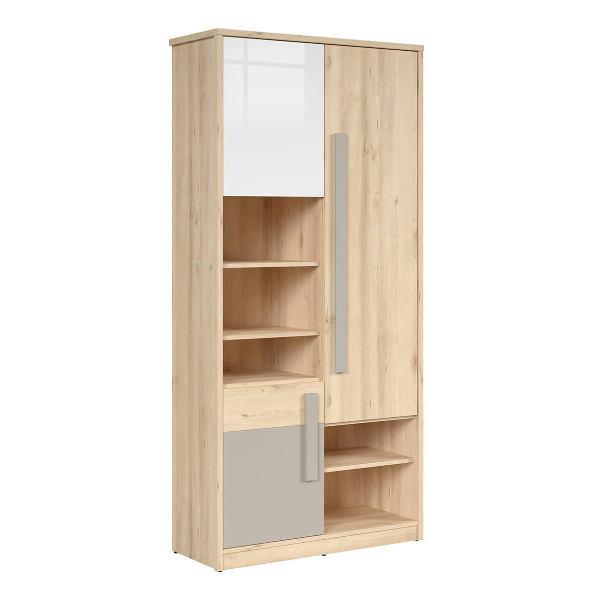 - Armoire 3 portes naturel gris et blanc