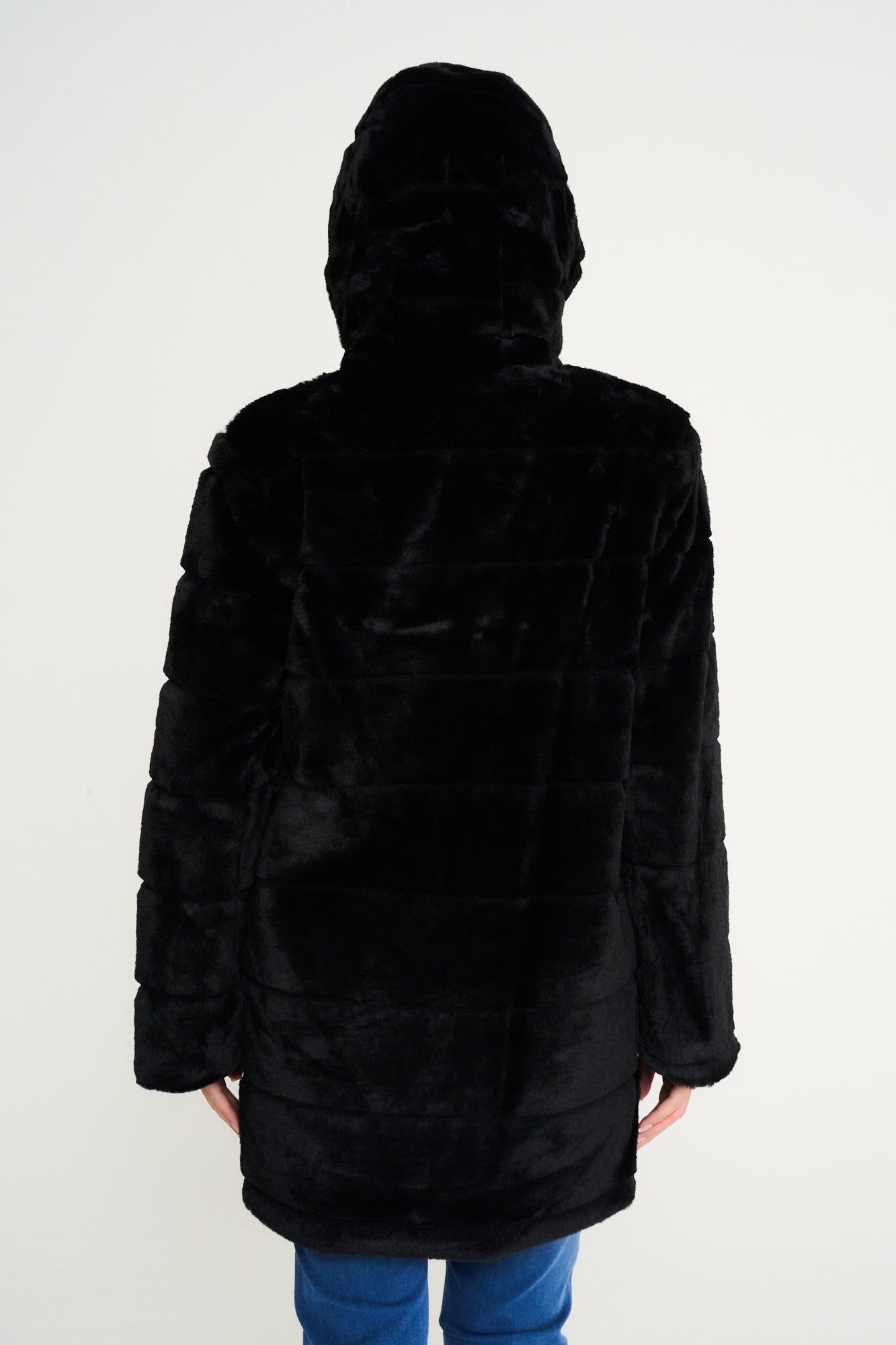 ELLE Hooded Faux Fur Coat