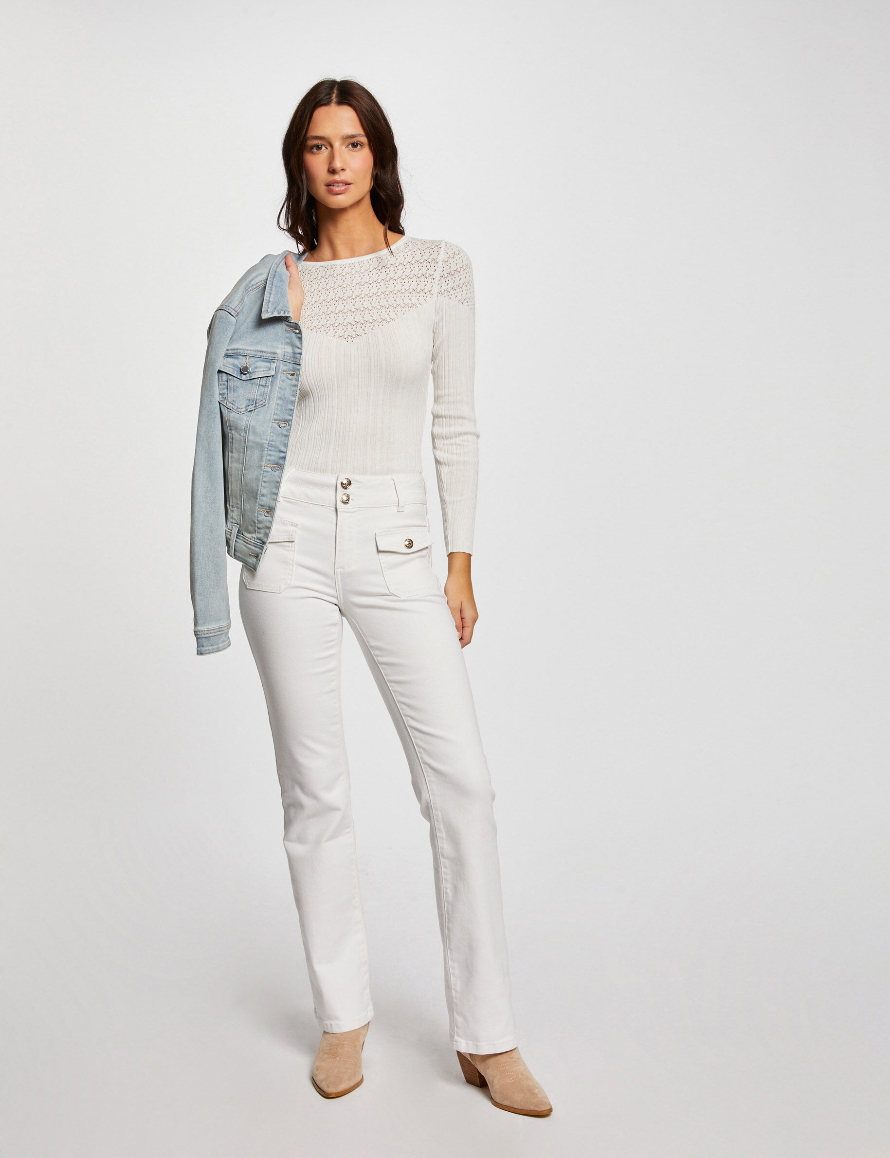 Bootcut Jeans With Flap Pockets Ivory Women
