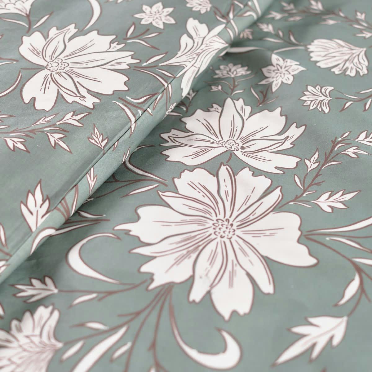 SUNSHINE ELISE - Parure de lit imprimé en coton vert 220x240