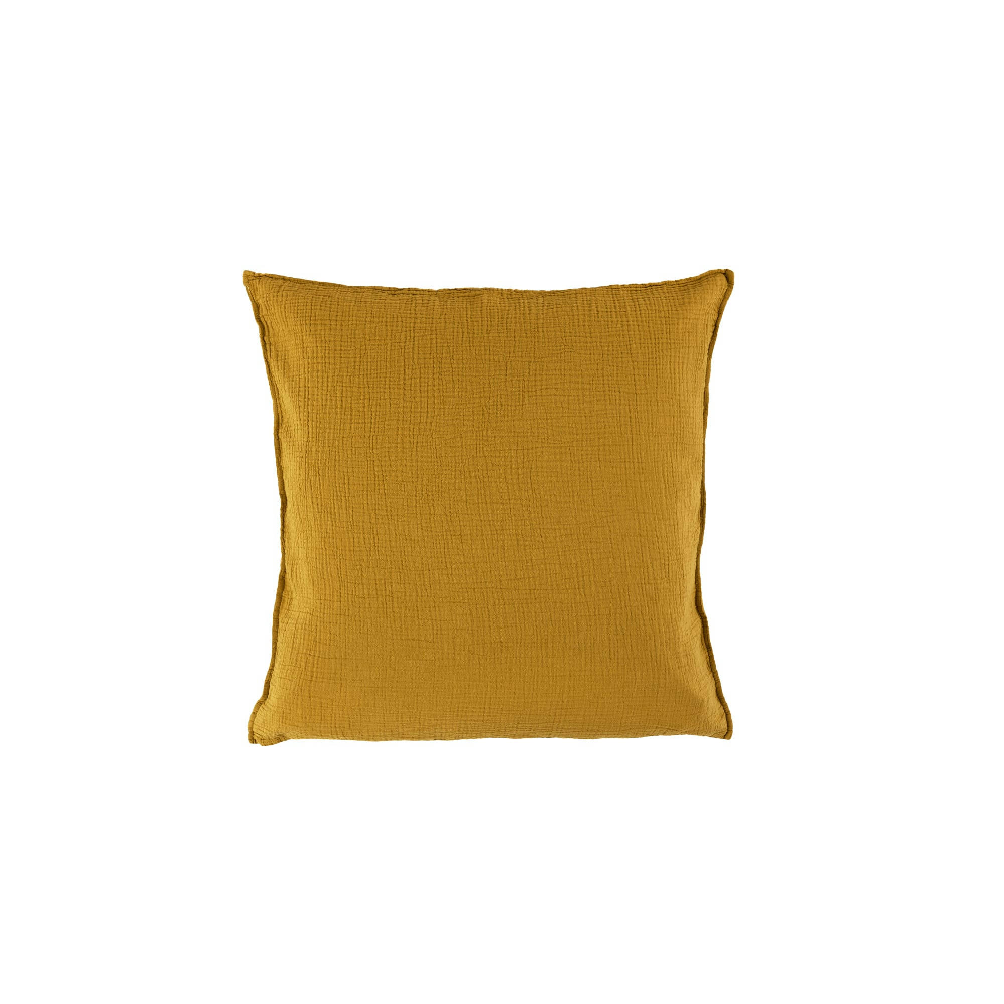 - Taie d'oreiller en double gaze de coton jaune safran 65x65 cm