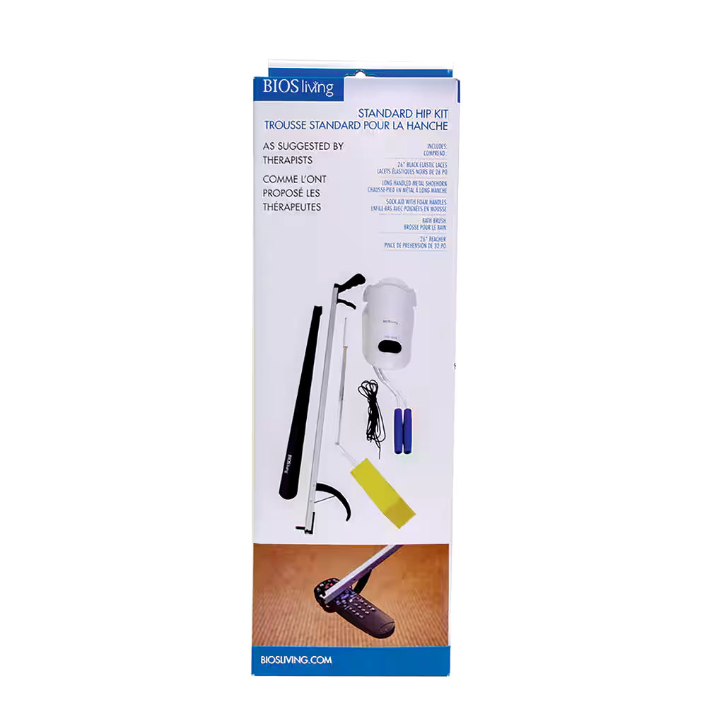 Bios Living Hip Kit with Reacher, Sock Aid, Bath Brush, Shoehorn & Elastic Shoelaces, 5-pc
