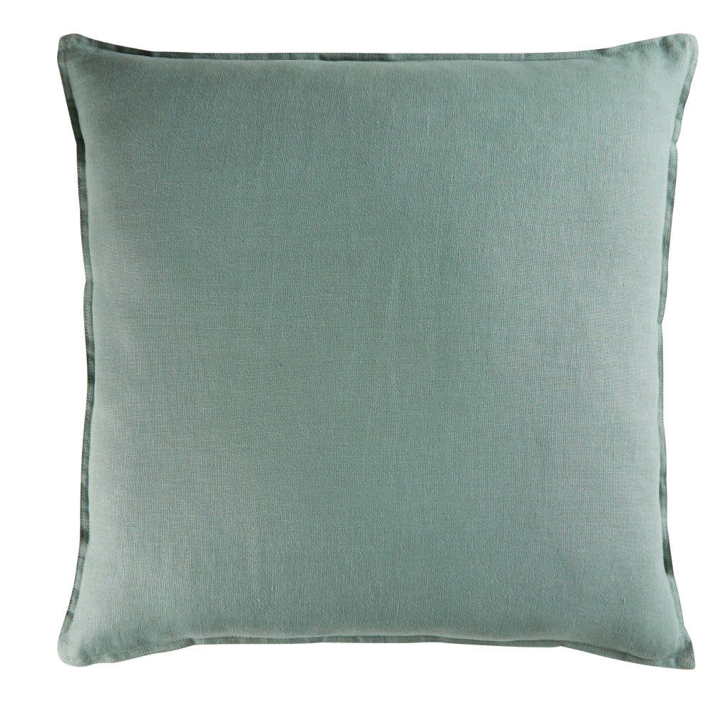 - Coussin en lin lavé vert jade 60x60