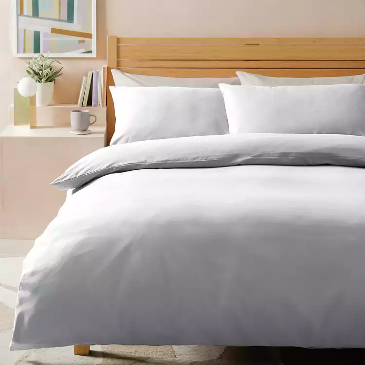 Habitat Stonewashed Cotton Plain White Bedding Set - Single