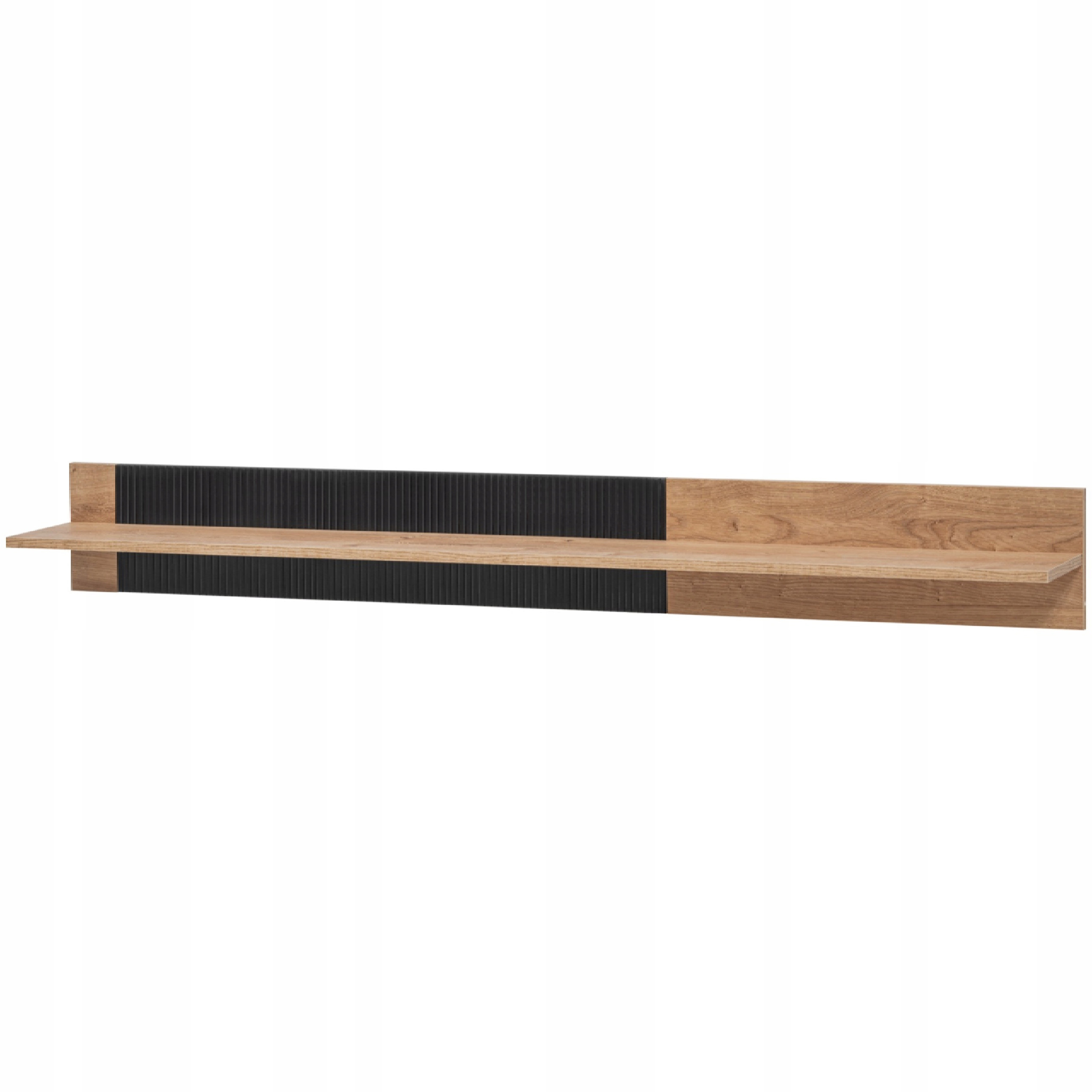 Półka wisząca ARON | Dąb Ribbeck   Czarny Ryflowany | 160 cm