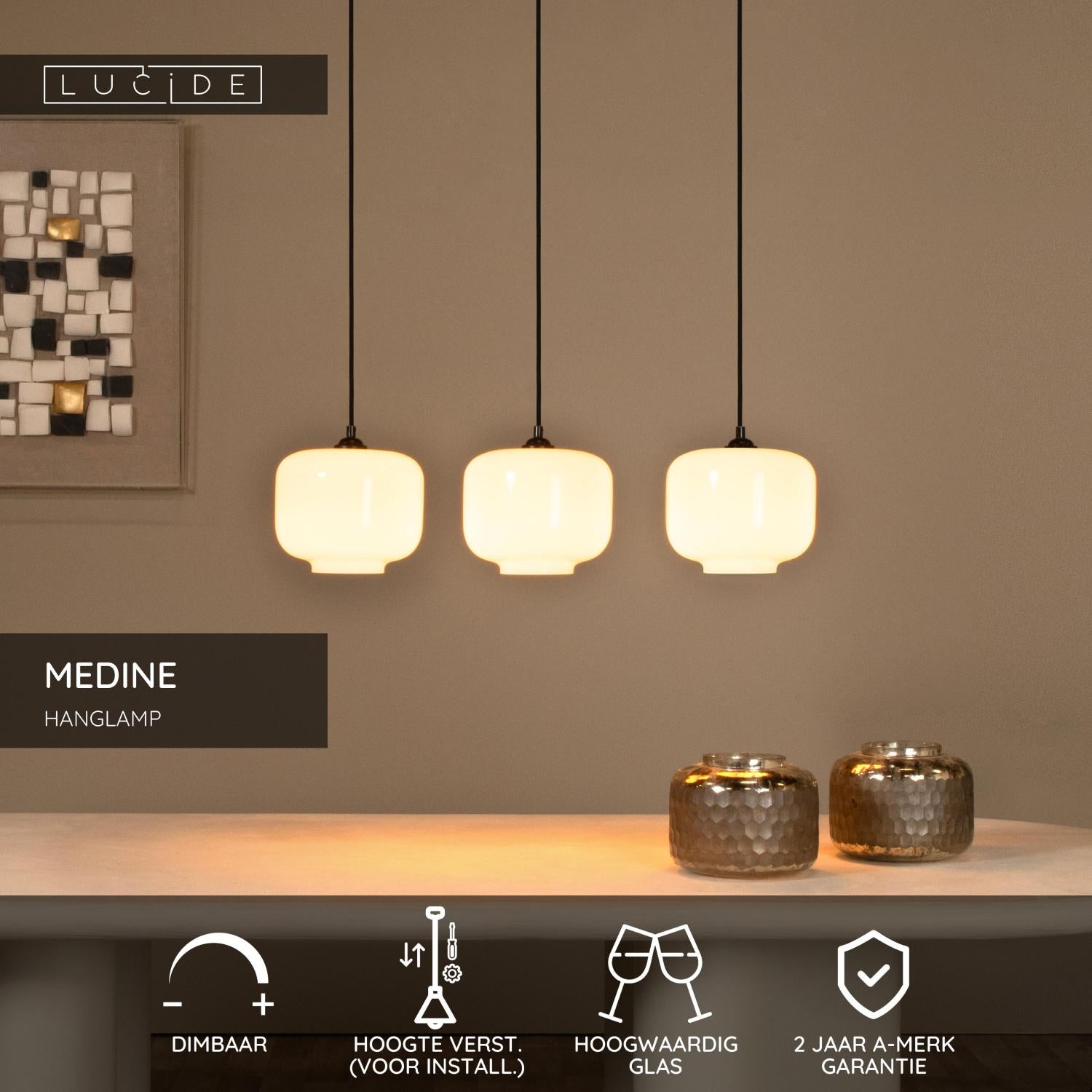 Lucide MEDINE Hanglamp - Opaal