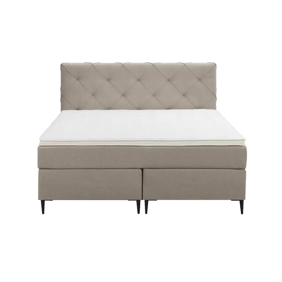 Boxspring Liv geruit - beige - 140x200 cm - slanke poot
