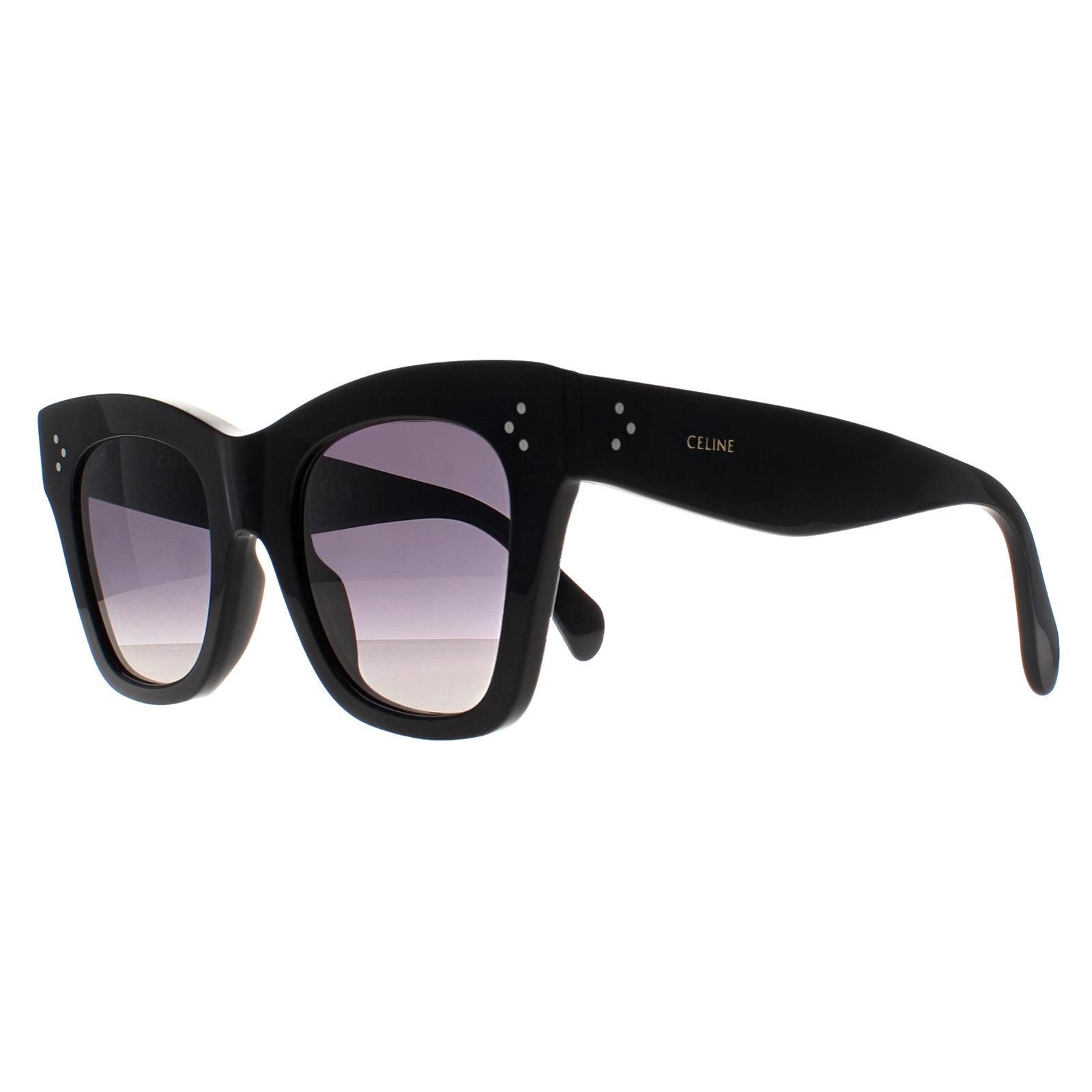 Celine Cat Eye Shiny Black Smoke Polarized Catherine CL4004IN