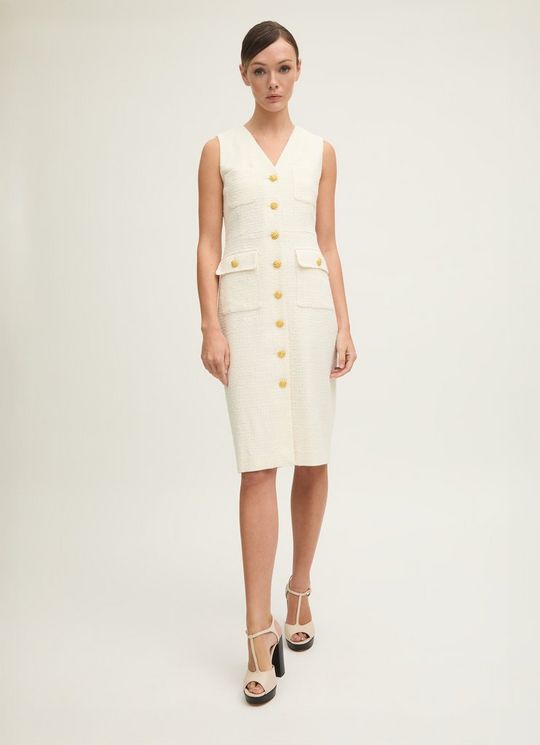 Vita Cream Tweed Sleevless Dress