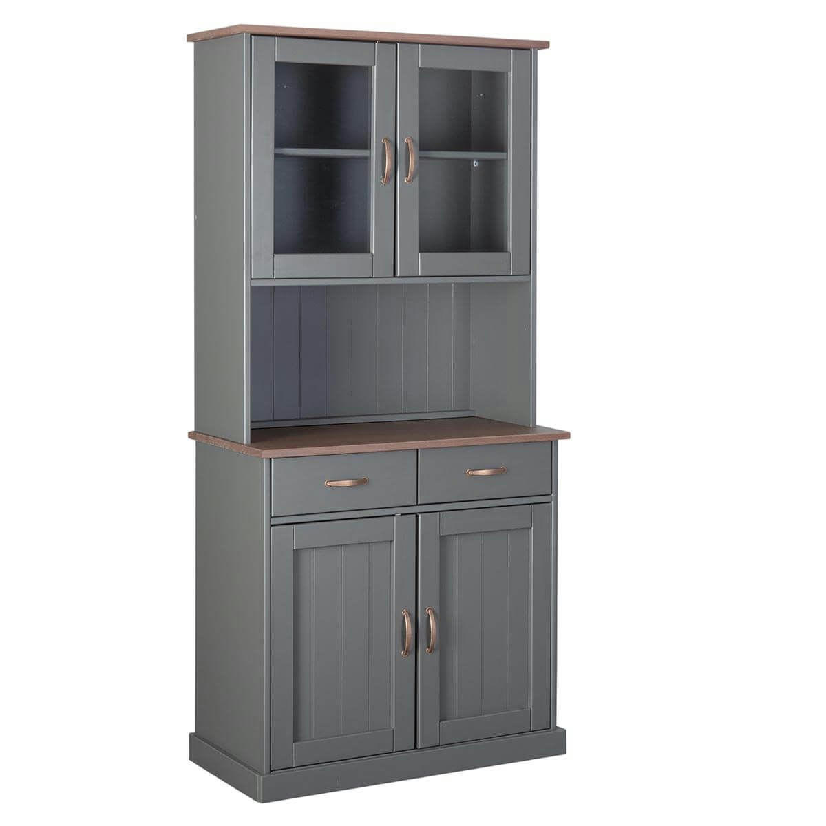 MELINA - Buffet  vaisselier 4 portes 2 tiroirs coloris gris