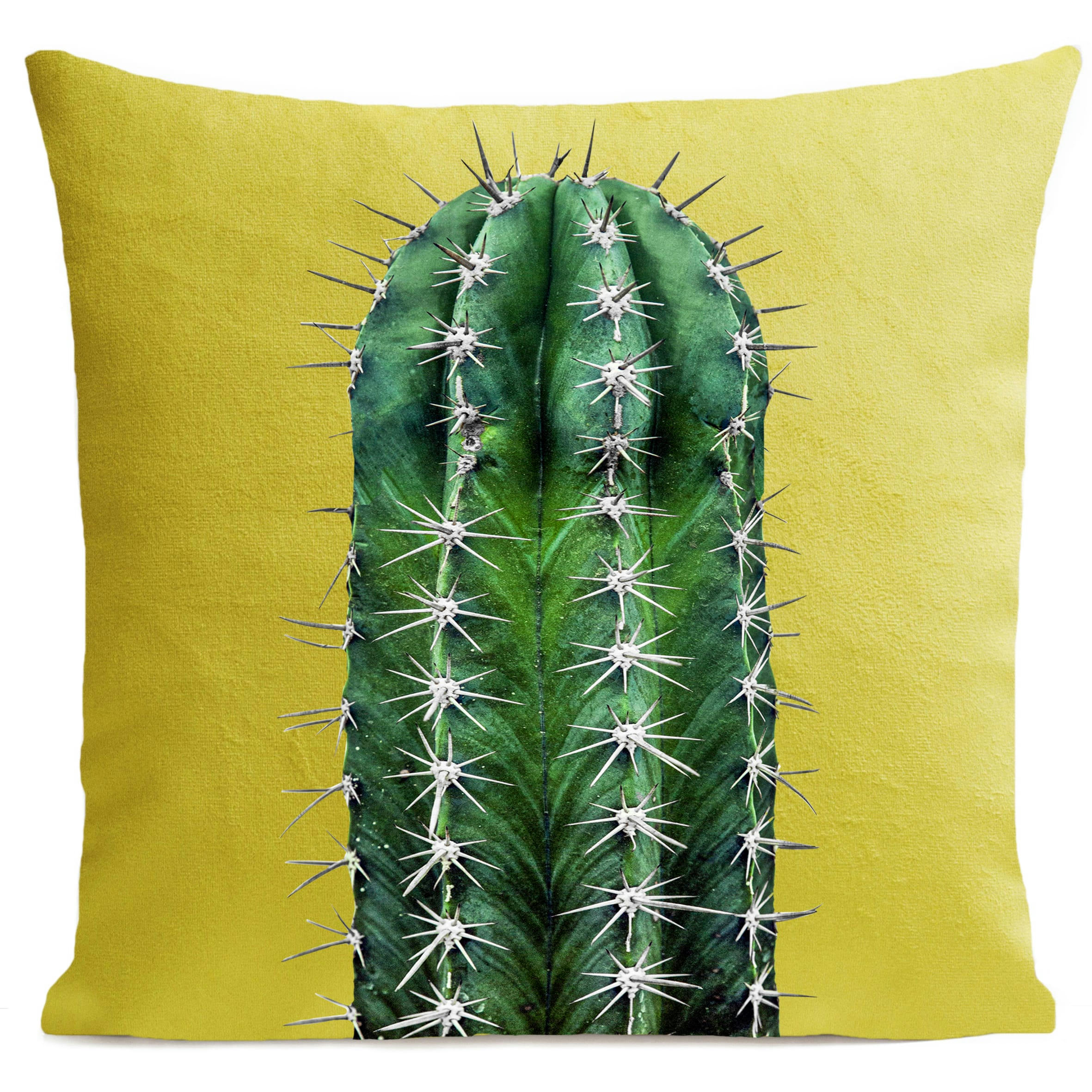 - Coussin tropical cactus jaune suédine 40x40cm
