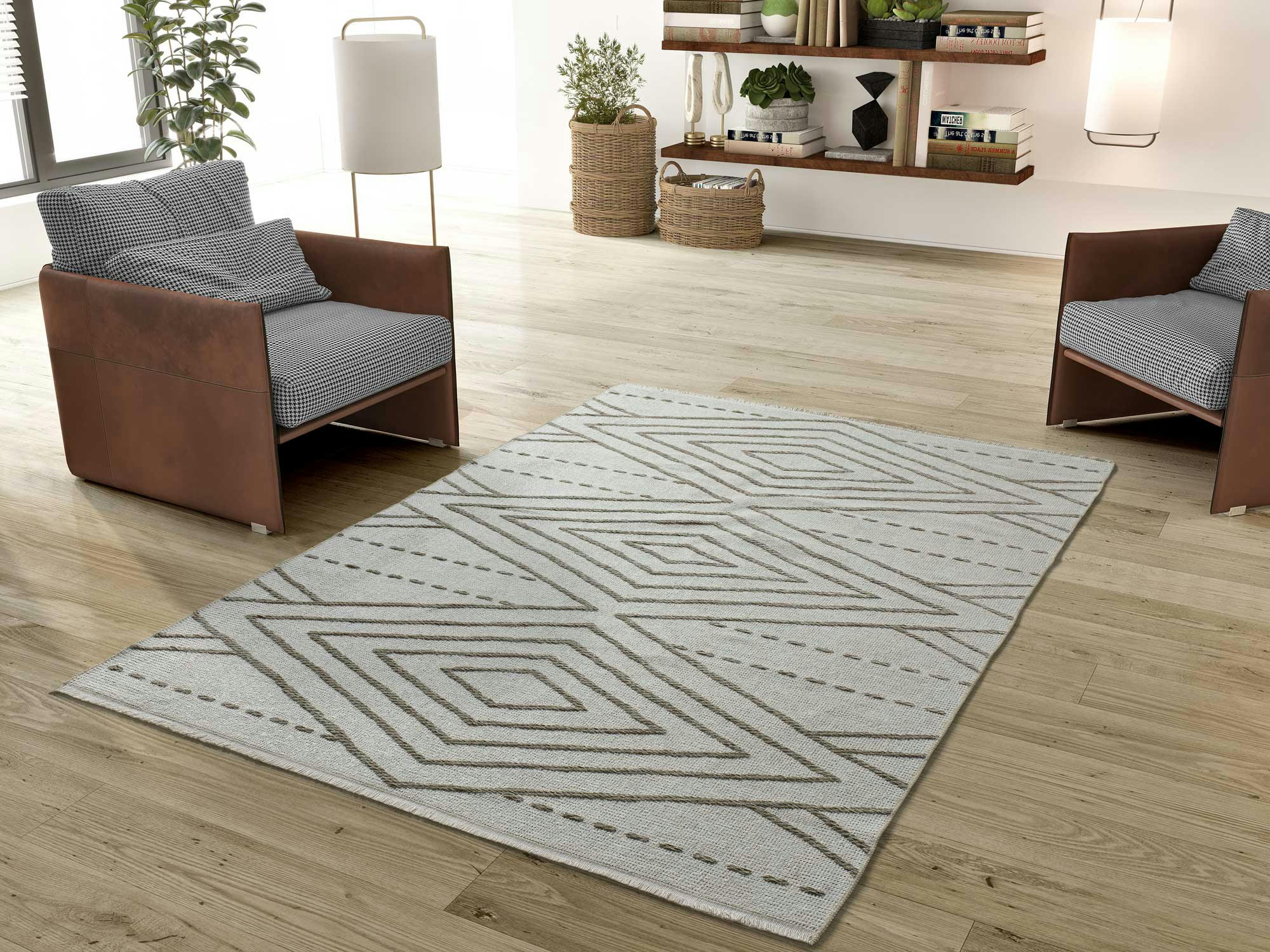 LUX - Tapis à motifs ethniques gaufrés beige, 120170 cm