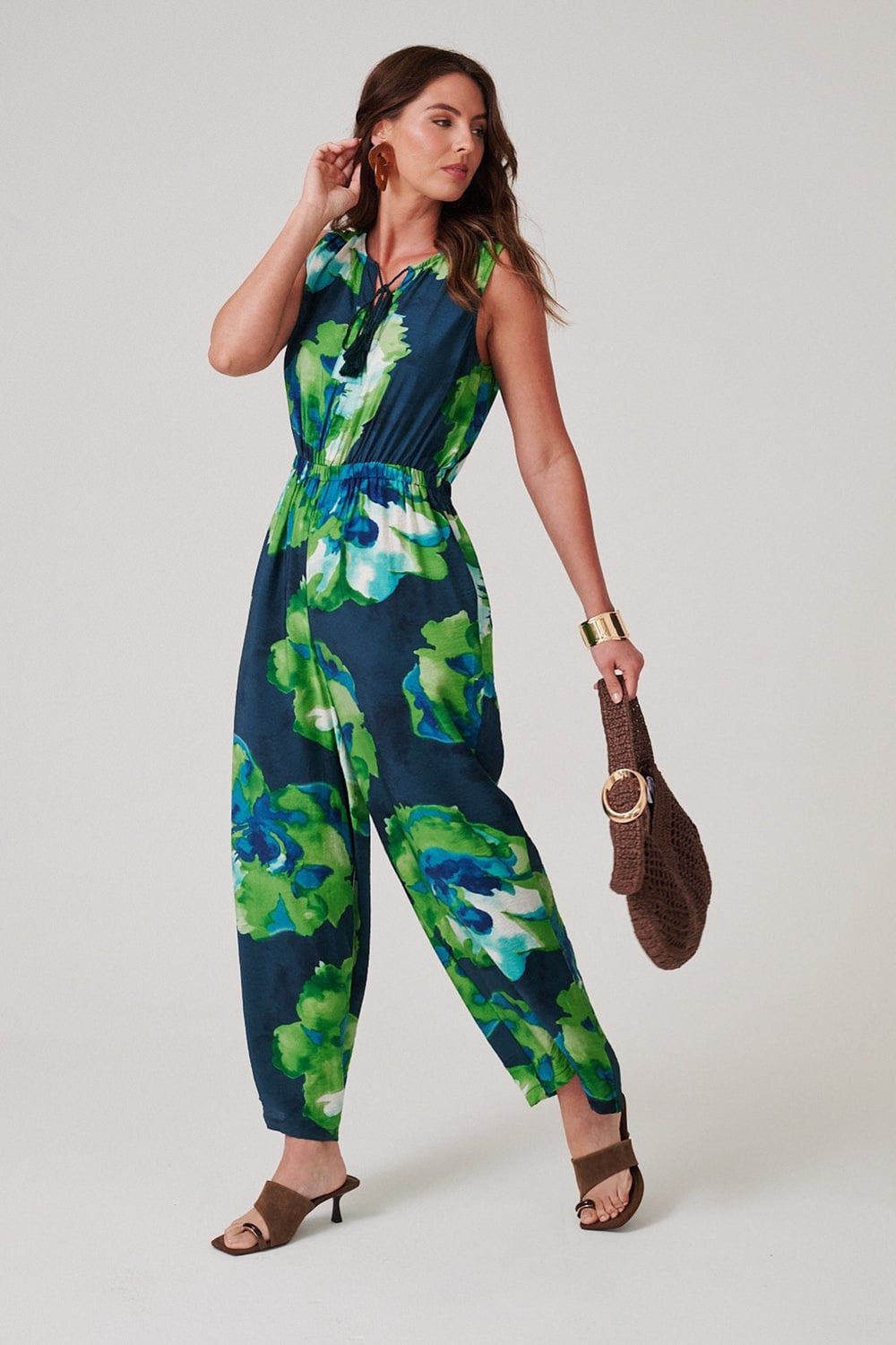 Klass. Printed Wide Leg Sleeveless Jumpsuit