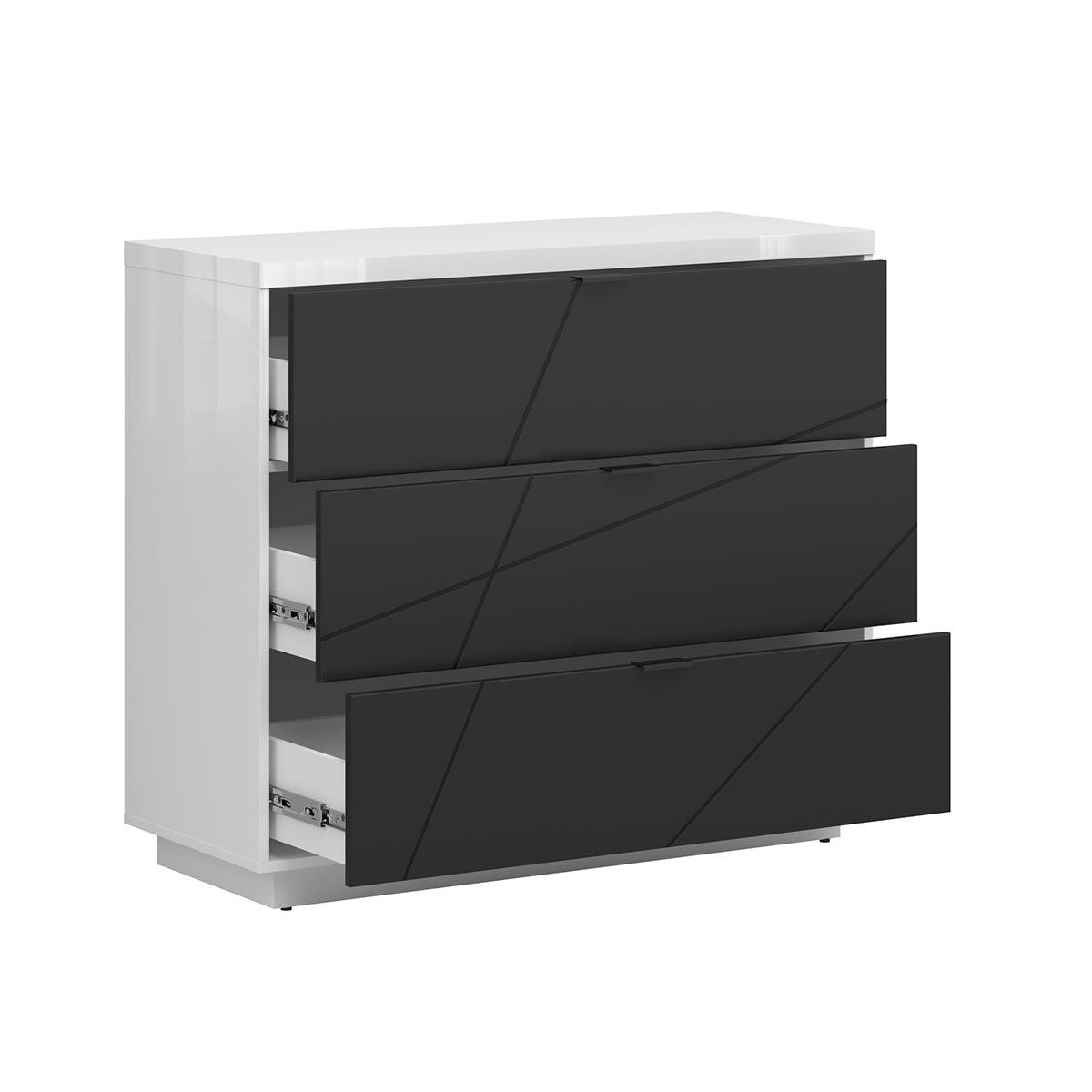 - Commode 3 tiroirs noir et blanc