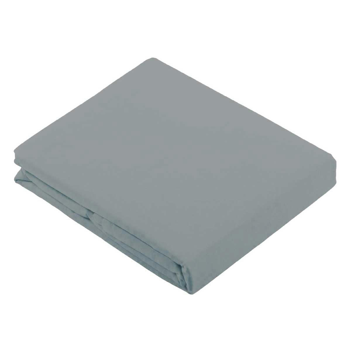 - Drap plat uni en 100 % coton coton gris galet  x