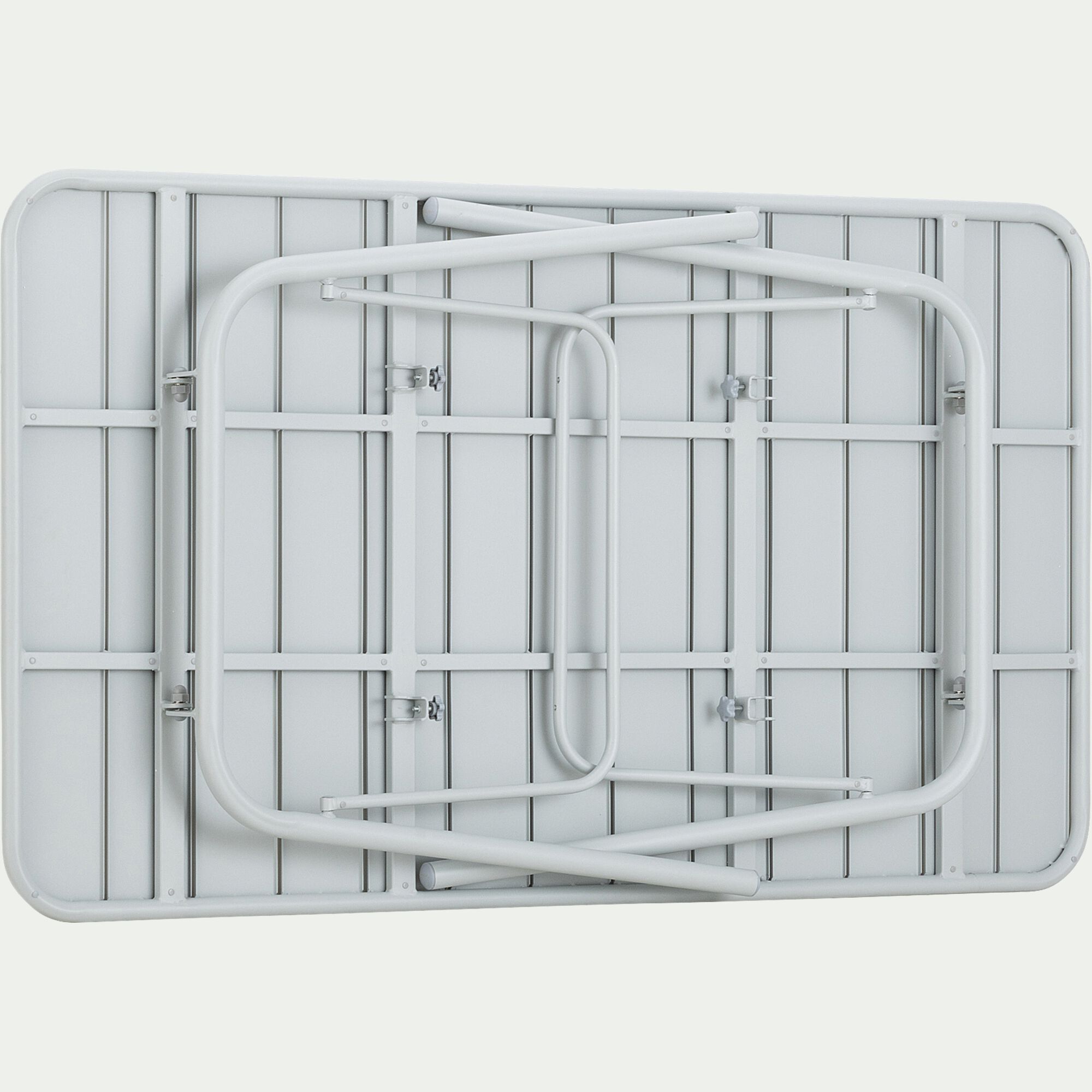 SOURIS - Table de repas jardin pliante rectangle en acier - gris vésuve (6 places)