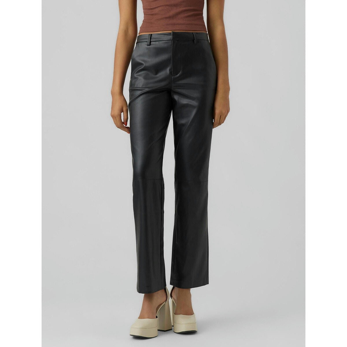 Pantalon droit enduit