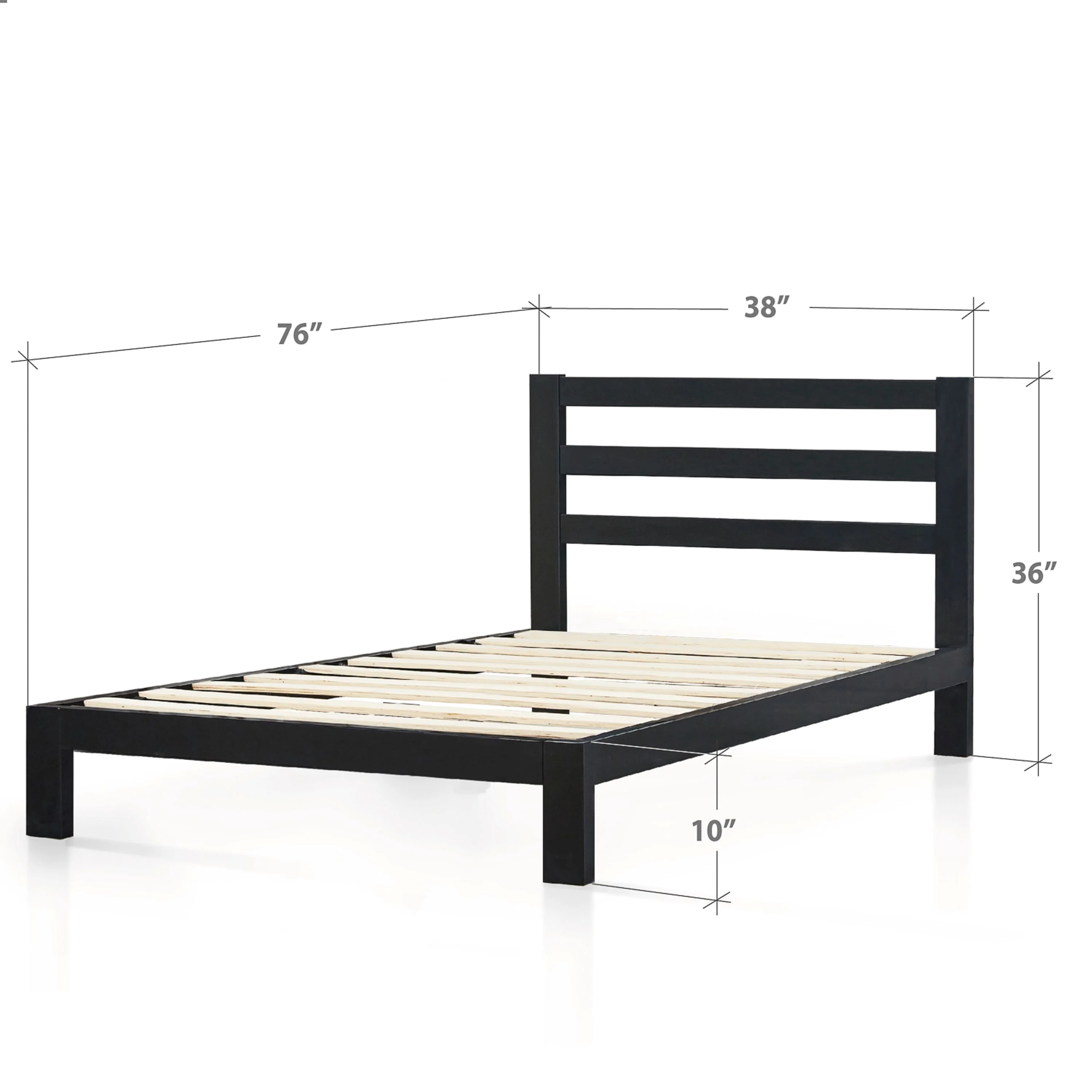 Priage by ZINUS Black Metal Platform Bed Frame with Headboard