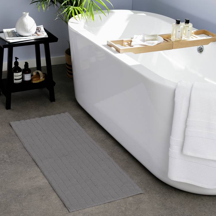 Habitat Quick Dry Dark Grey Cut Pile Bath Runner - 40x100cm