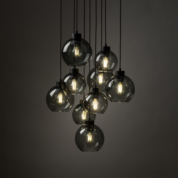 Kaskada 9 Grafitowych Kloszy Wiszących Na Kole Tk Lighting Cubus Lampa