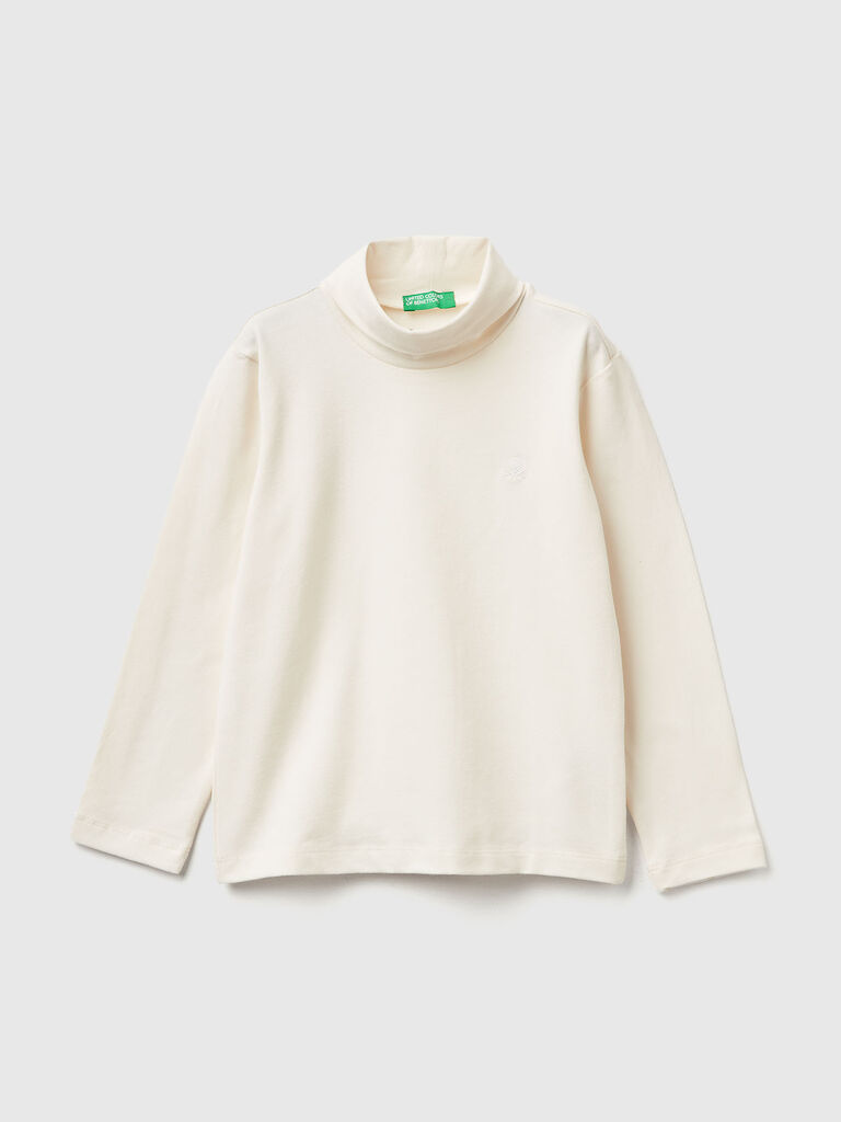 Turtleneck t-shirt in warm stretch cotton
