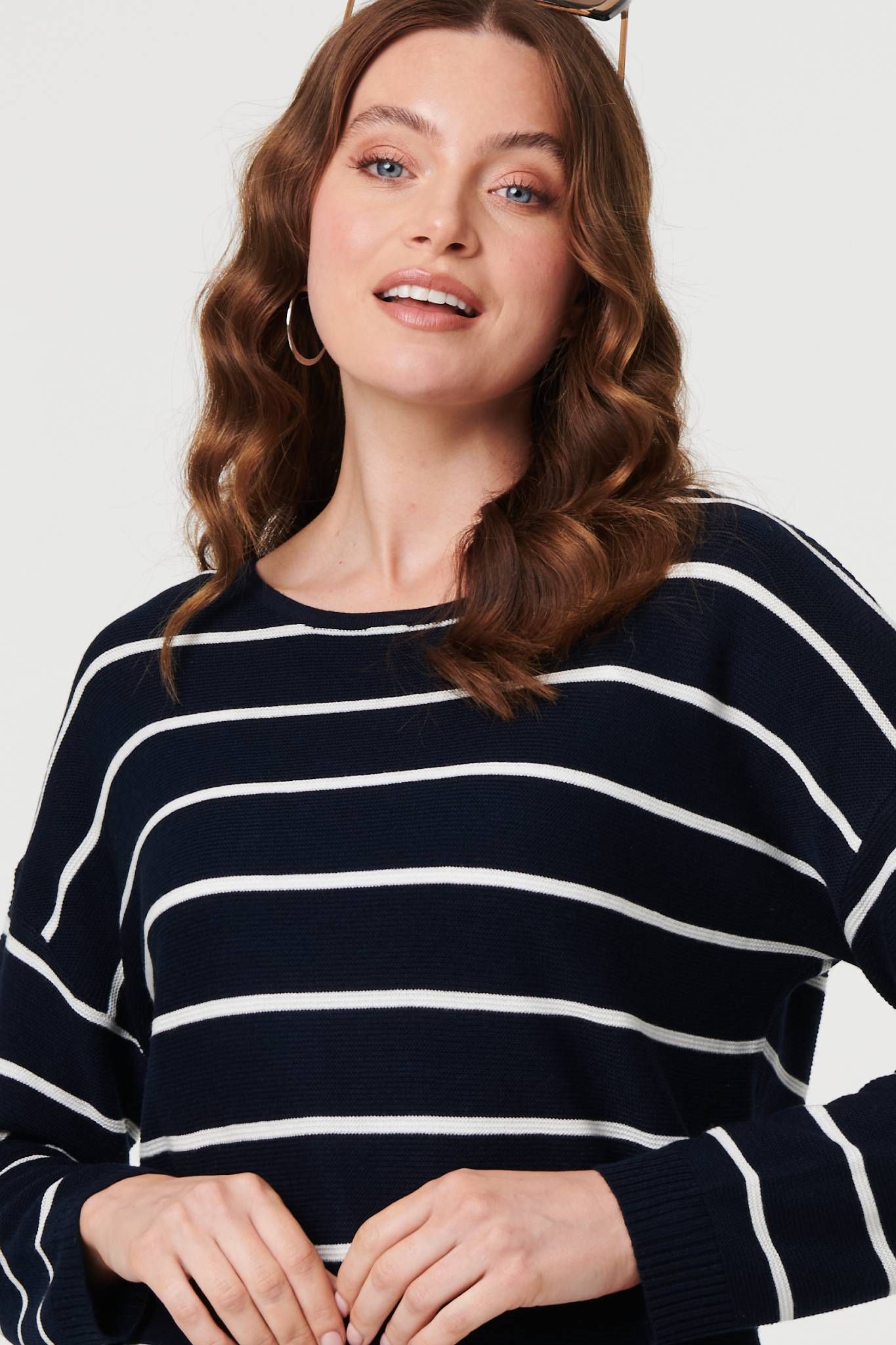 Izabel London Striped Drop Shoulder Long Sleeve Top