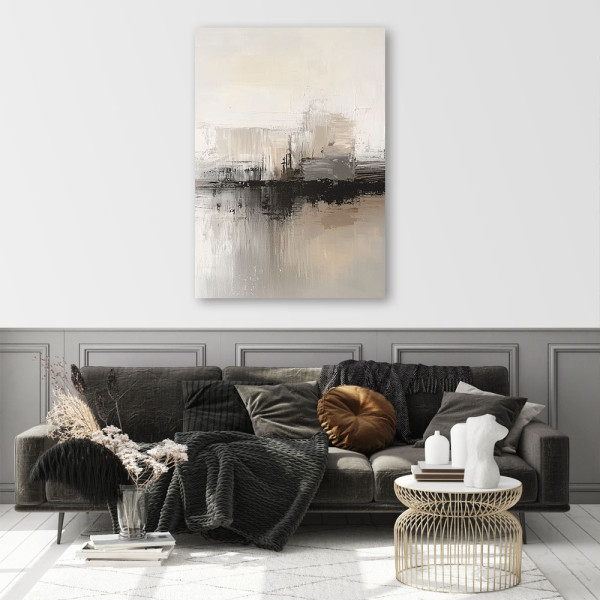 Feeby Obraz na płótnie, Nowoczesna Abstrakcja Szaro Beżowa 40x60