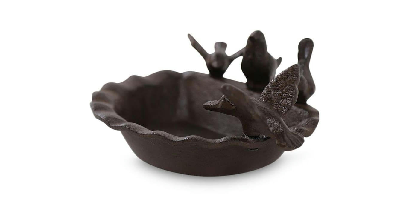 - Abreuvoir 4 Oiseaux Fonte Marron 21.5x18.5x9cm