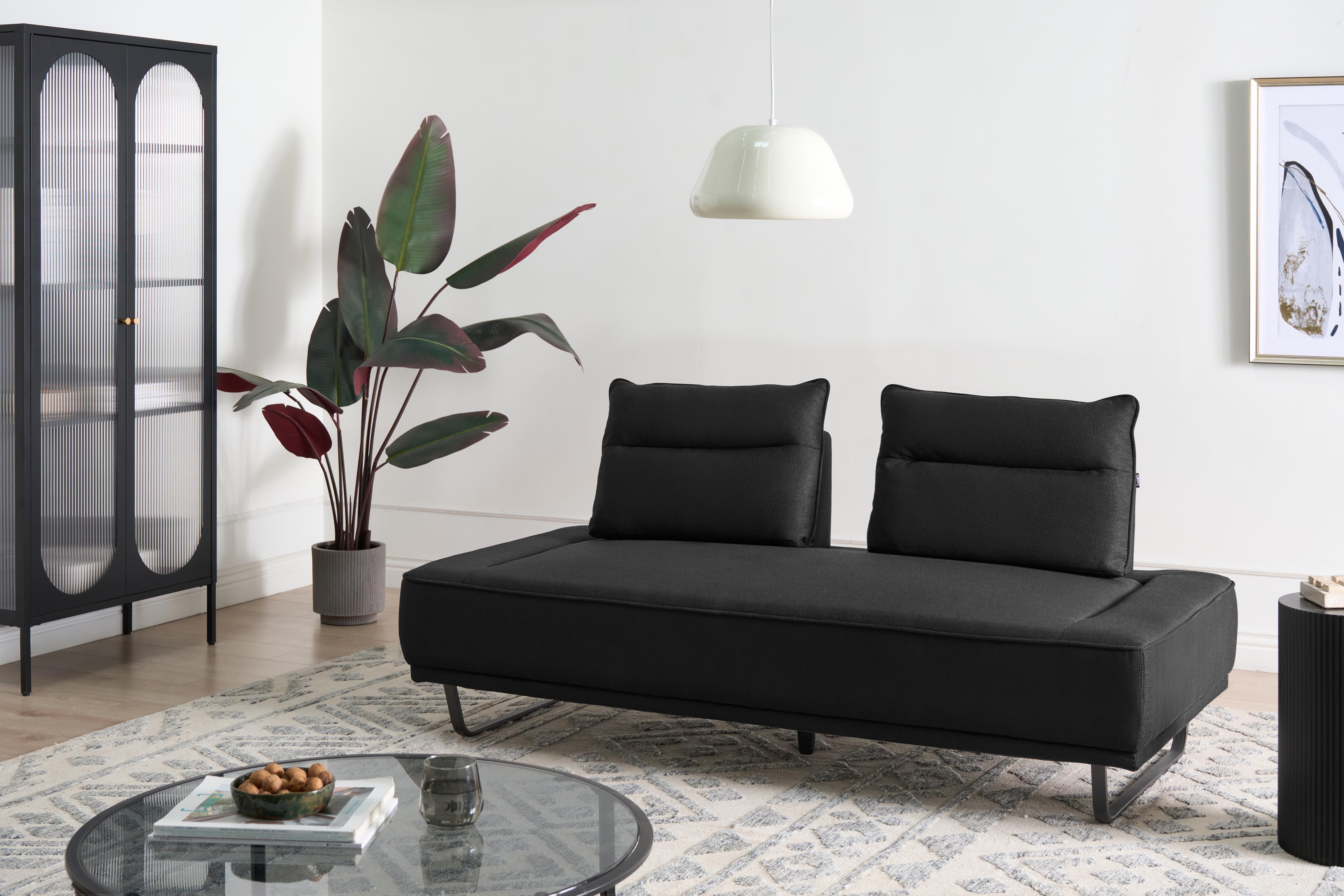 Sofa 3 Seater FAXEN Fabric Black