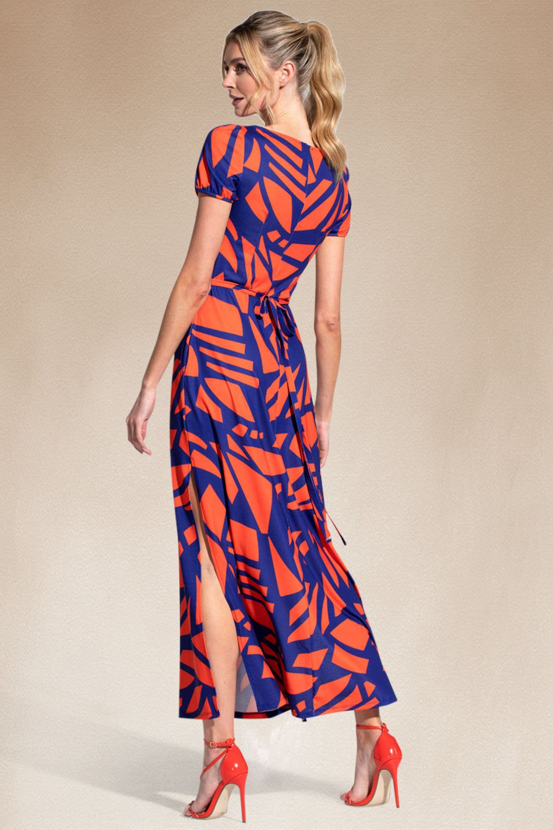 Hot Squash Split Hem Scoop Neck Maxi Dress
