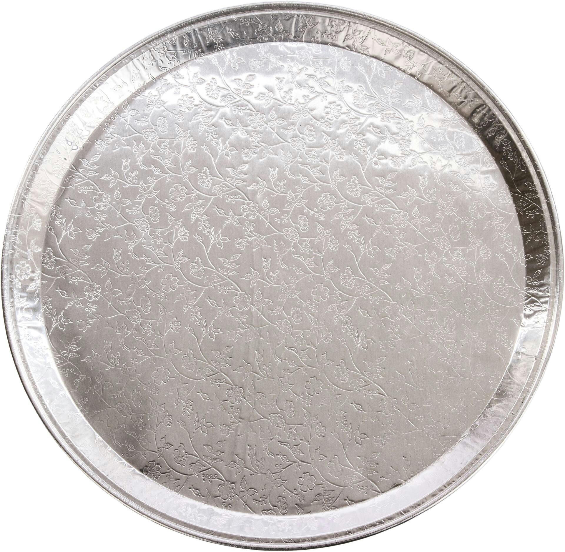 Round Foil Reusable Serving Tray, Silver, 16-in, for Christmas/Thanksgiving/New Year's Eve/Easter/Birthday Party