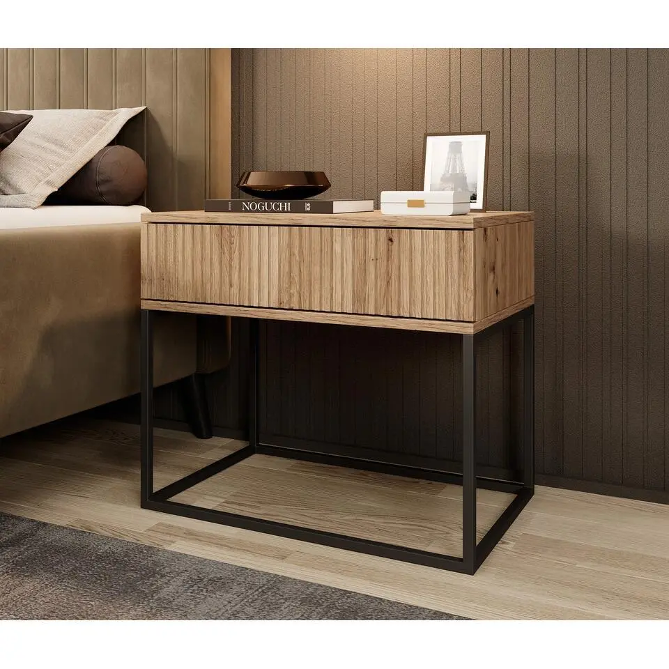 Meubella - Nachtkastje Sylvester 2 - Eiken - 60 cm