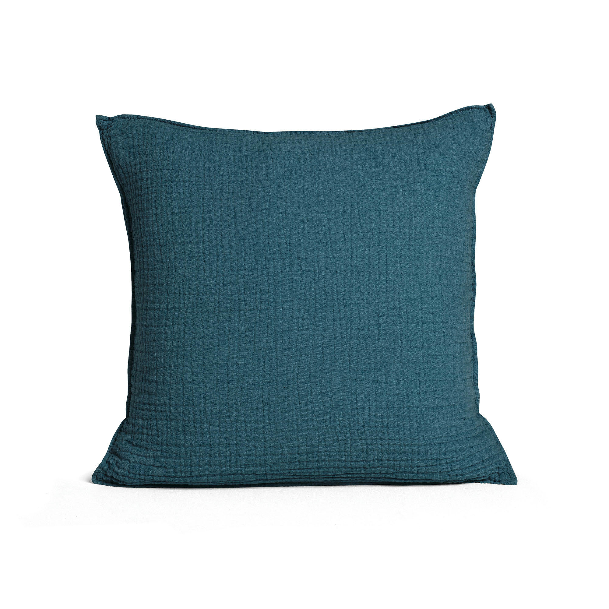 SIMPLEMENT GAUFRÉ - Housse de coussin en gaze de coton 40x40cm Bleu Paon