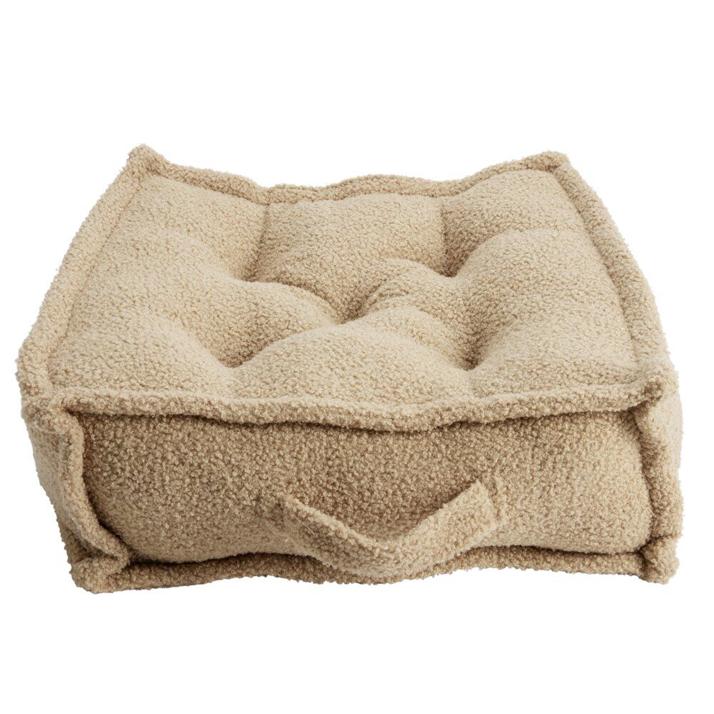 Coussin de sol carré bouclette beige 45x45cm