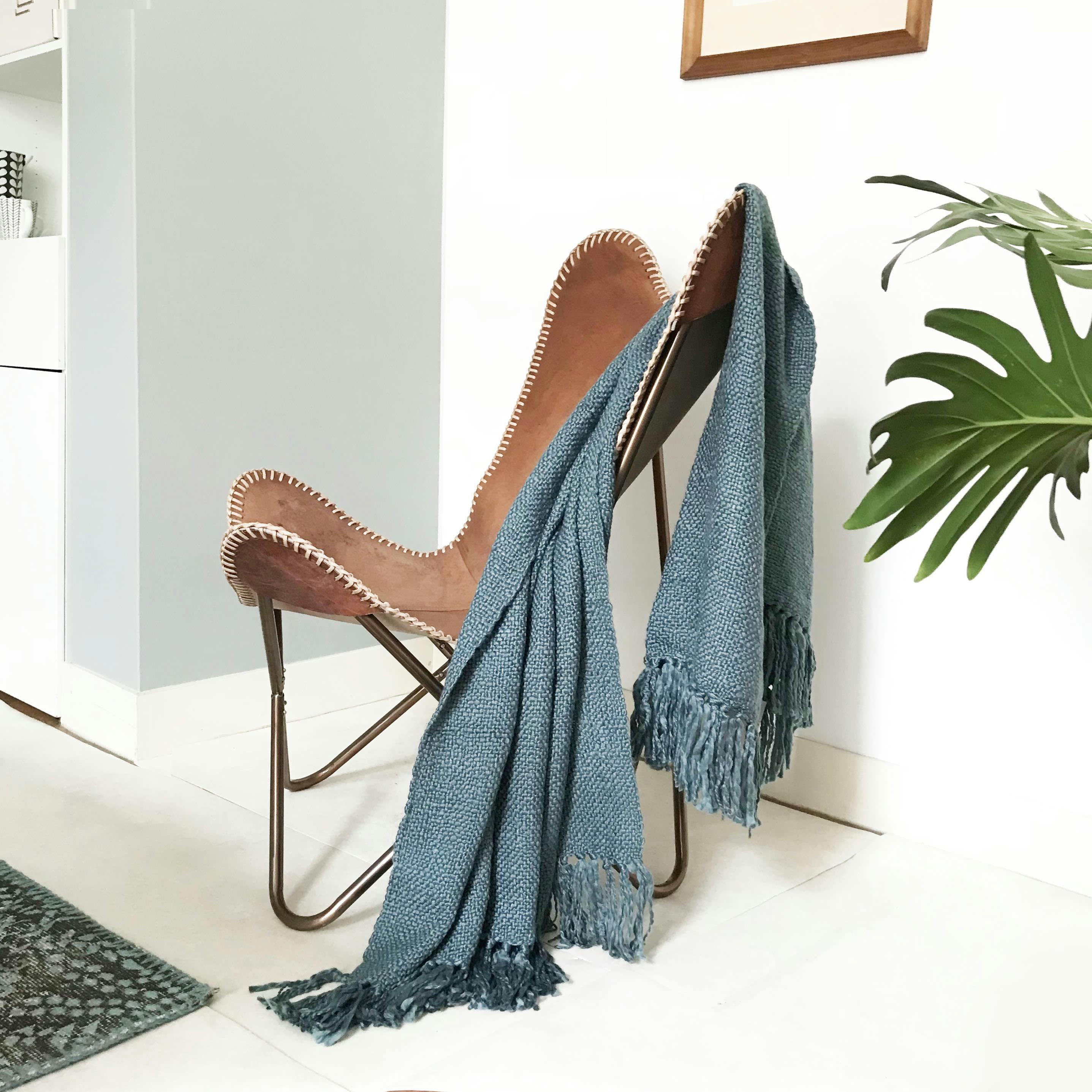 SOLID - Plaid bleu plomb 125x150