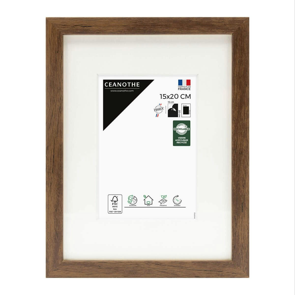 WILD - Cadre photo ébène 15x20 cm avec passe-partout résine recyclée