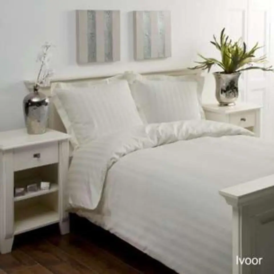 Papillon dekbedovertrek Satijn Streep - 140x200/220 cm - Cr&egrave;me