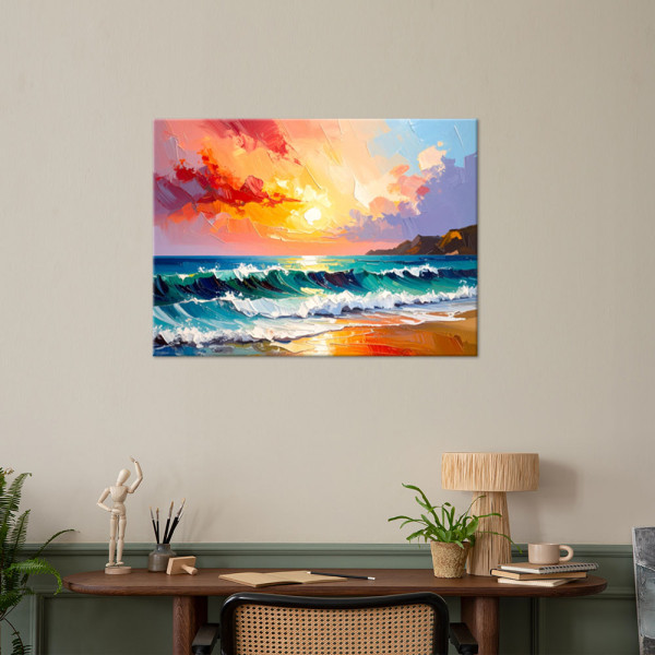 Obraz do salonu sypialni, Plaża Morze Fale Pejzaż jak malowany 30x20