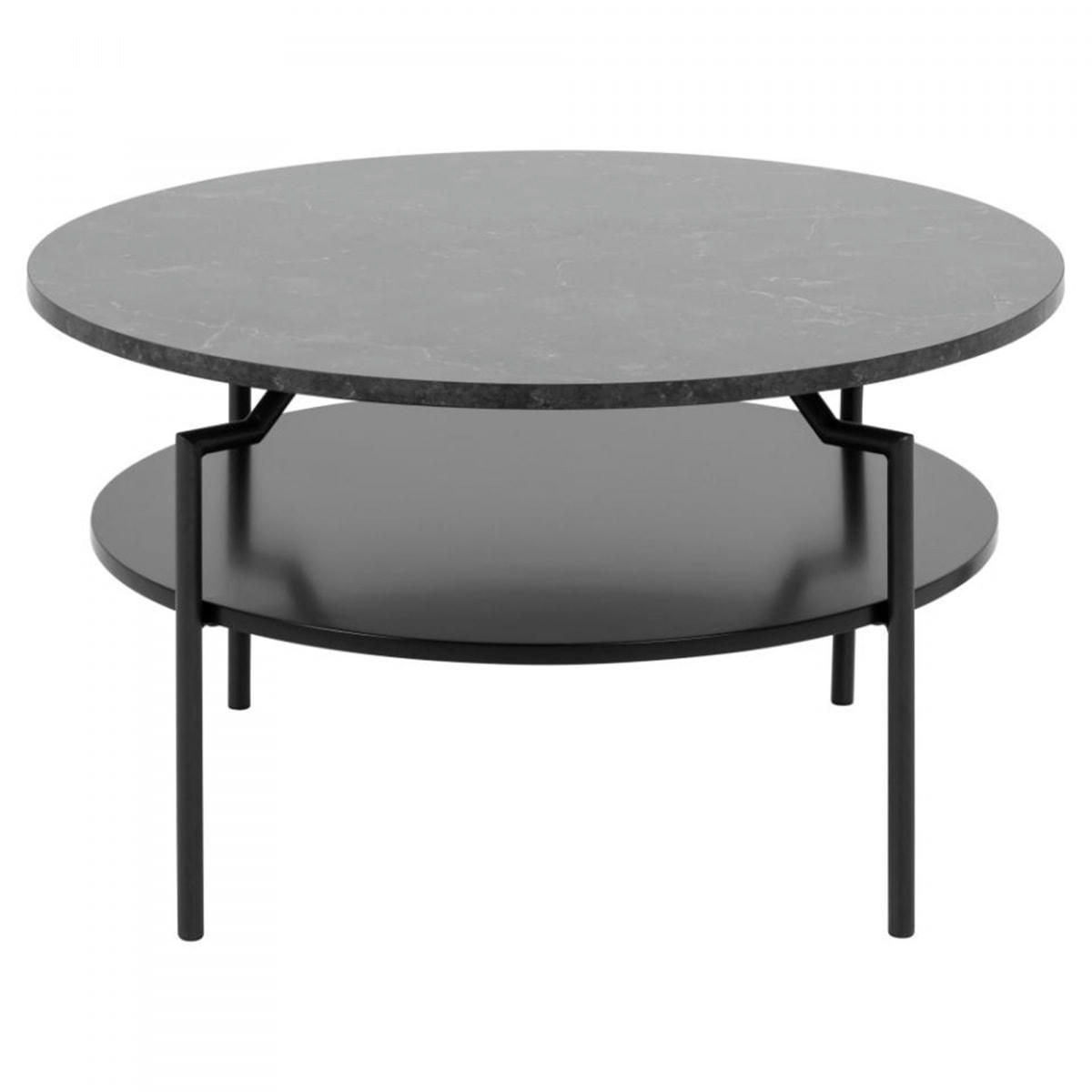 GOLDA - Table basse contemporaine effet marbre et métal noir