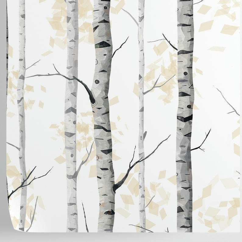 NATURA - Papier Peint Forêt de Bouleaux Noir et Blanc 250x200 cm