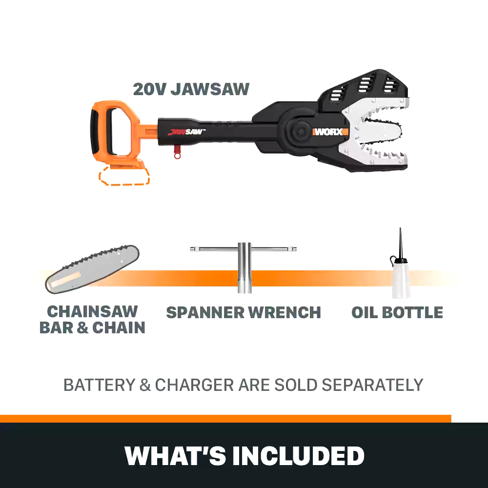 WORX WG320.9 20V Power Share™ Cordless Jaw Saw Chainsaw, 6-in, Tool Only